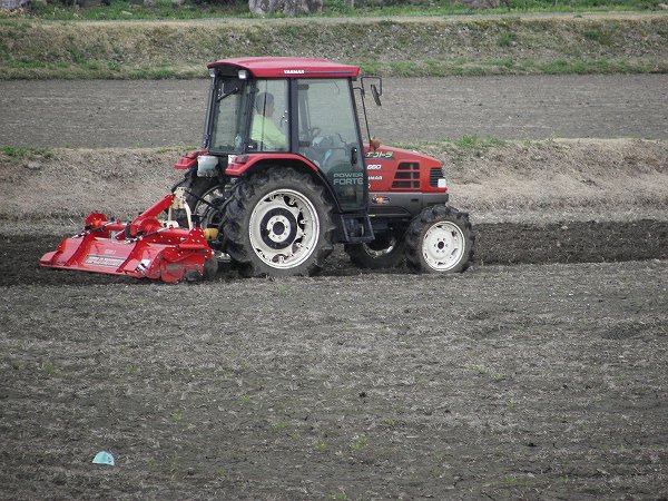 田んぼではいよいよトラクターによる田起こし作業が始まりました